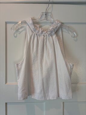 white linen halter neck top